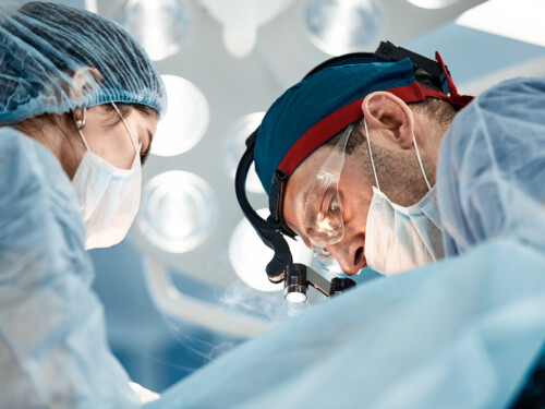 Surgeon at work in the operating room modern equipment in the operating room, medical products for neurosurgery and reconstructive plastics